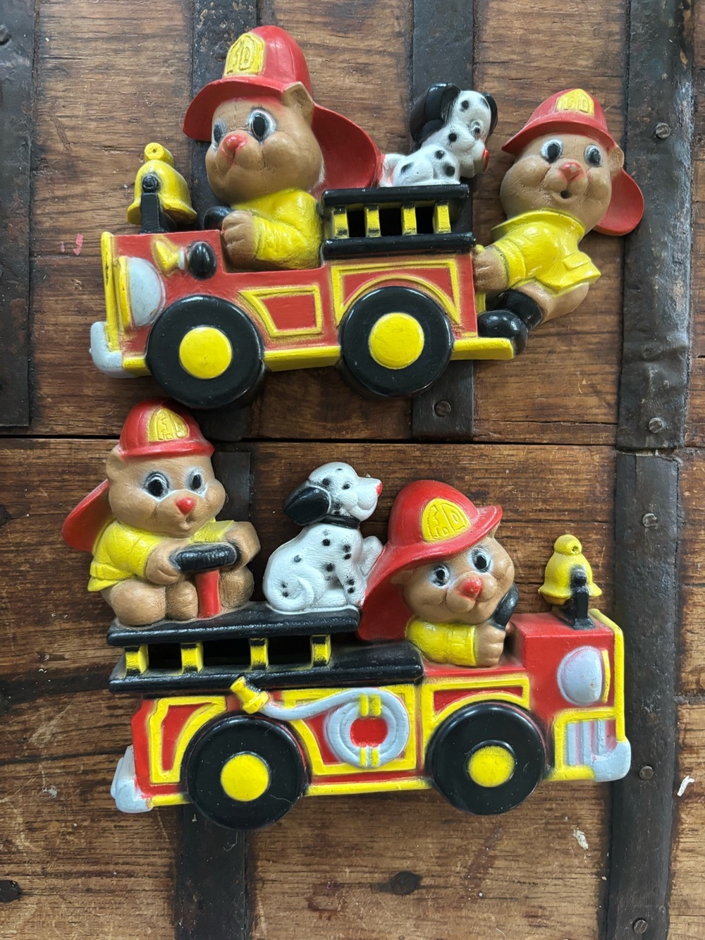 Vintage Homco Fire Truck Animal Theme Wall Decor